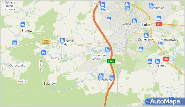 mapa Krzeczyn Wielki, Krzeczyn Wielki na mapie Targeo