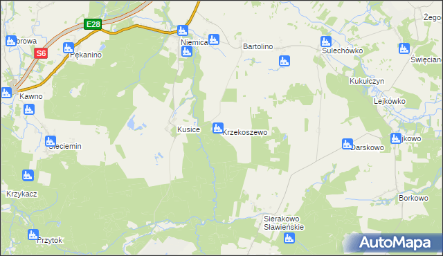 mapa Krzekoszewo, Krzekoszewo na mapie Targeo