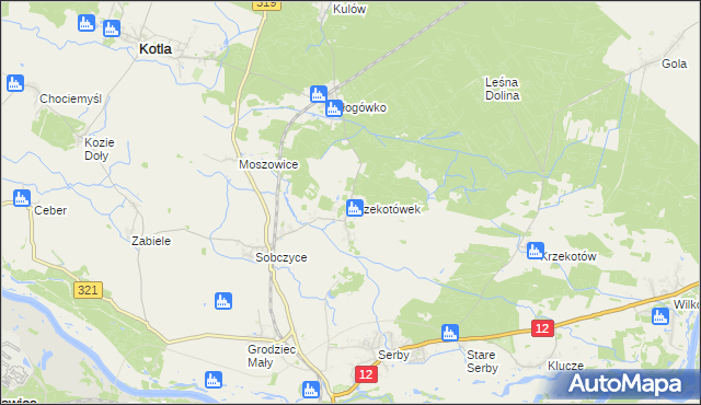 mapa Krzekotówek, Krzekotówek na mapie Targeo