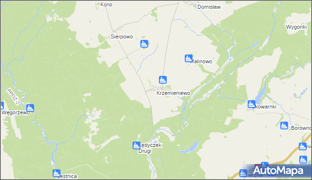 mapa Krzemieniewo gmina Czarne, Krzemieniewo gmina Czarne na mapie Targeo