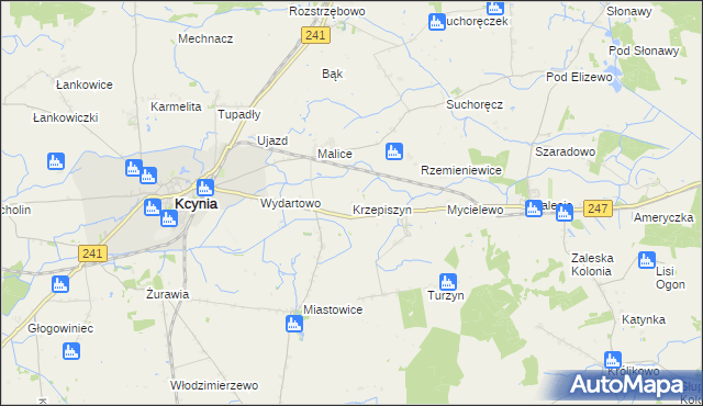 mapa Krzepiszyn gmina Kcynia, Krzepiszyn gmina Kcynia na mapie Targeo