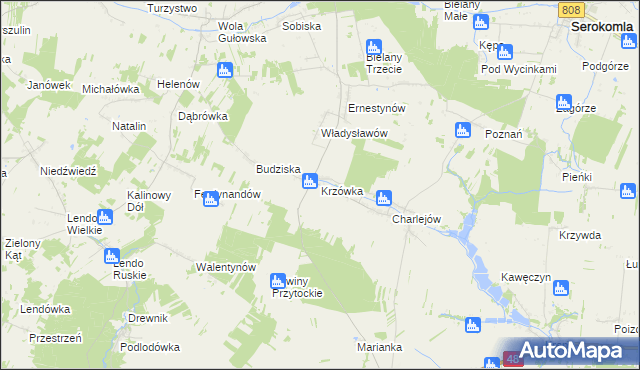 mapa Krzówka, Krzówka na mapie Targeo