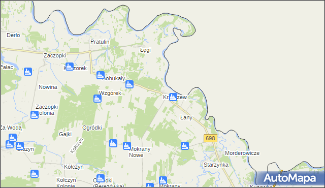 mapa Krzyczew, Krzyczew na mapie Targeo