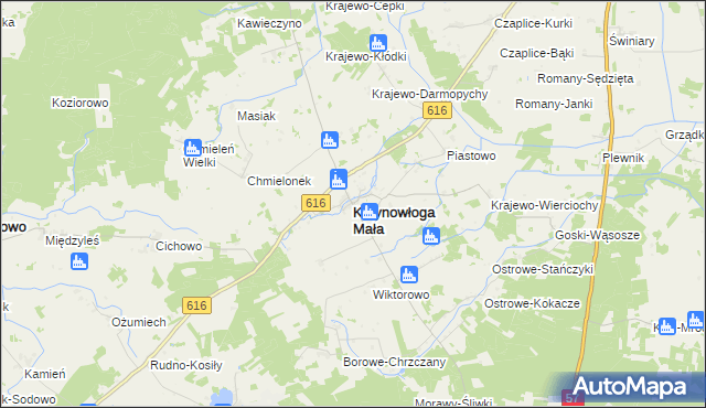 mapa Krzynowłoga Mała, Krzynowłoga Mała na mapie Targeo