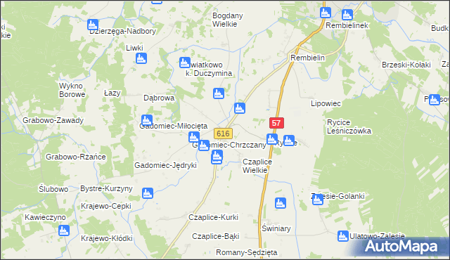 mapa Krzynowłoga Wielka, Krzynowłoga Wielka na mapie Targeo