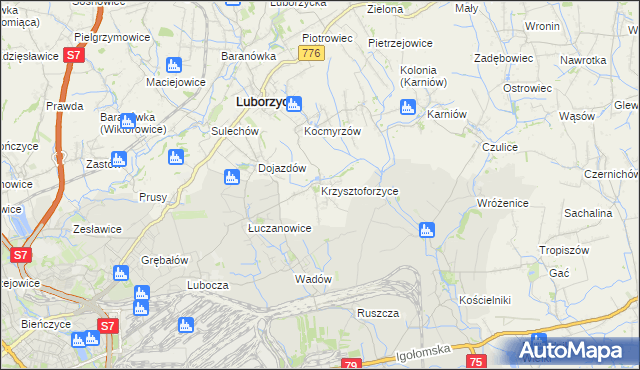 mapa Krzysztoforzyce, Krzysztoforzyce na mapie Targeo