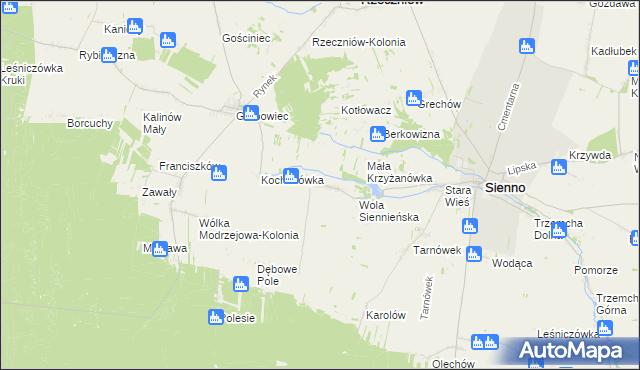 mapa Krzyżanówka, Krzyżanówka na mapie Targeo