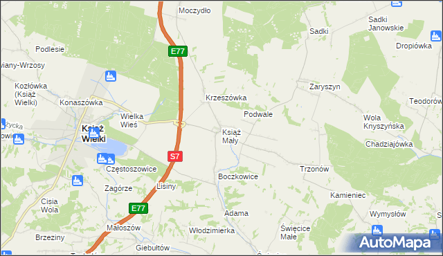 mapa Książ Mały, Książ Mały na mapie Targeo