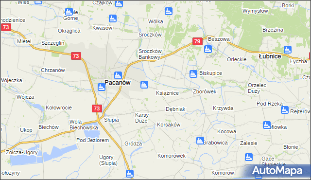 mapa Książnice gmina Pacanów, Książnice gmina Pacanów na mapie Targeo