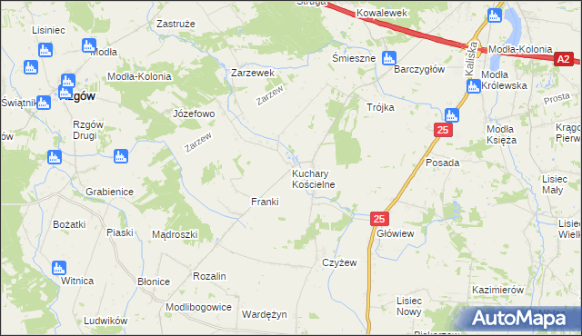 mapa Kuchary Kościelne, Kuchary Kościelne na mapie Targeo