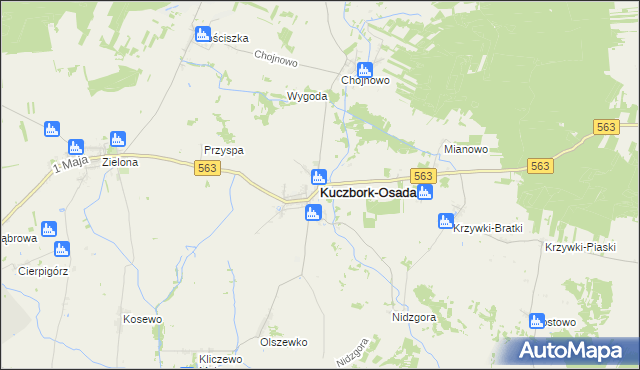 mapa Kuczbork-Osada, Kuczbork-Osada na mapie Targeo