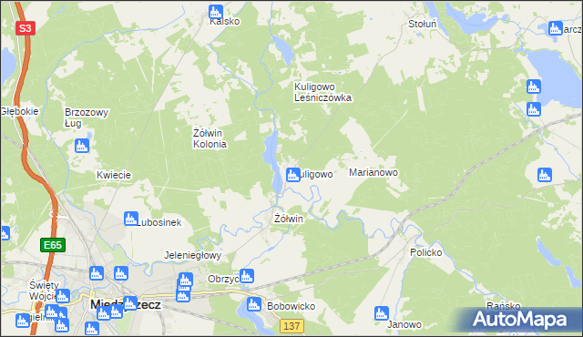 mapa Kuligowo, Kuligowo na mapie Targeo