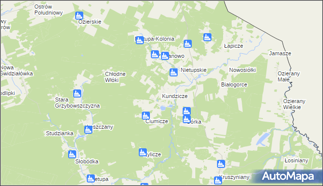 mapa Kundzicze gmina Krynki, Kundzicze gmina Krynki na mapie Targeo