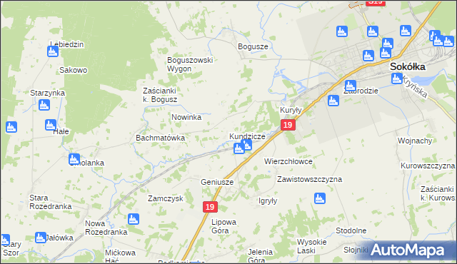 mapa Kundzicze gmina Sokółka, Kundzicze gmina Sokółka na mapie Targeo