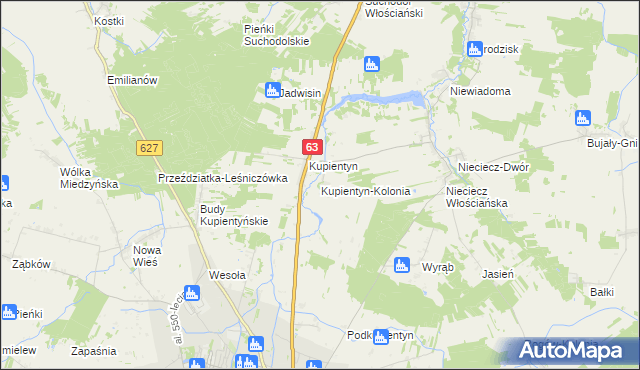 mapa Kupientyn-Kolonia, Kupientyn-Kolonia na mapie Targeo