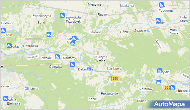 mapa Kurzyna Wielka, Kurzyna Wielka na mapie Targeo