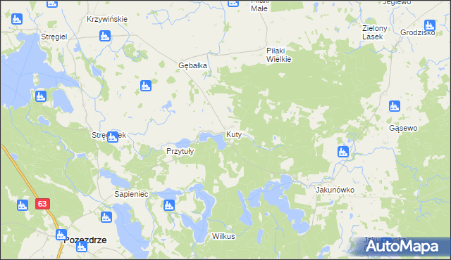 mapa Kuty, Kuty na mapie Targeo