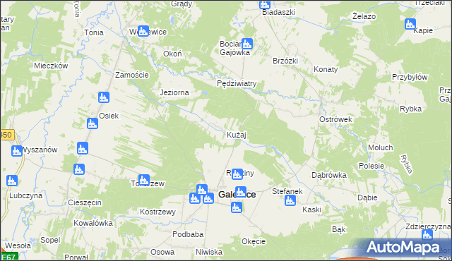 mapa Kużaj, Kużaj na mapie Targeo