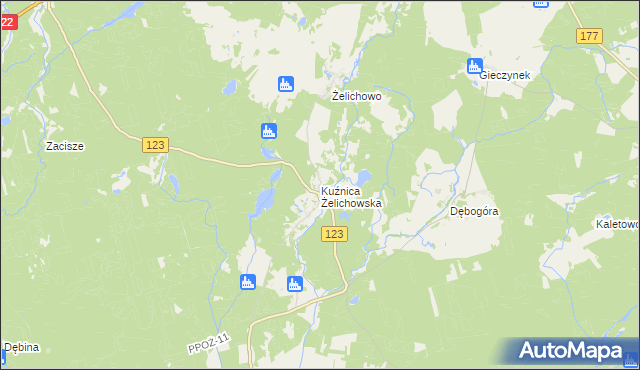 mapa Kuźnica Żelichowska, Kuźnica Żelichowska na mapie Targeo