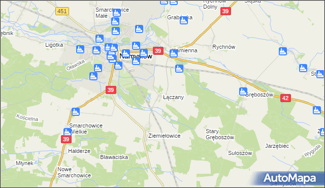 mapa Łączany gmina Namysłów, Łączany gmina Namysłów na mapie Targeo