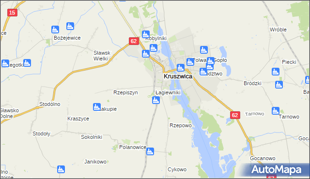 mapa Łagiewniki gmina Kruszwica, Łagiewniki gmina Kruszwica na mapie Targeo