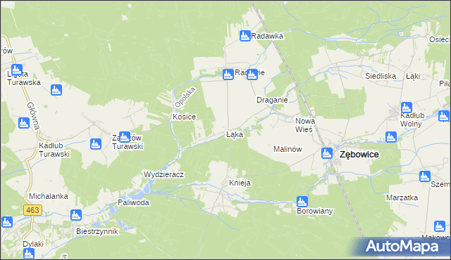 mapa Łąka gmina Zębowice, Łąka gmina Zębowice na mapie Targeo