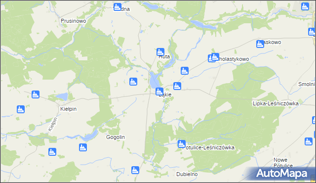 mapa Łąkie gmina Lipka, Łąkie gmina Lipka na mapie Targeo