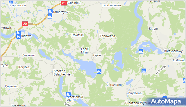 mapa Łąkie gmina Lipnica, Łąkie gmina Lipnica na mapie Targeo