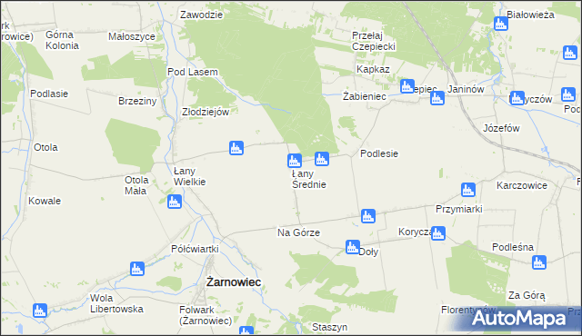 mapa Łany Średnie, Łany Średnie na mapie Targeo