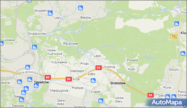 mapa Laski gmina Bolesław, Laski gmina Bolesław na mapie Targeo