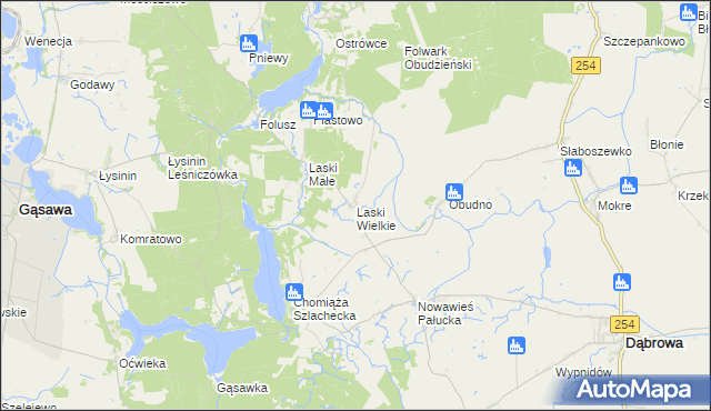 mapa Laski Wielkie gmina Gąsawa, Laski Wielkie gmina Gąsawa na mapie Targeo
