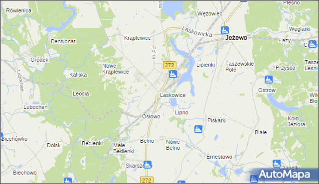 mapa Laskowice gmina Jeżewo, Laskowice gmina Jeżewo na mapie Targeo