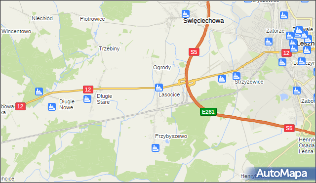 mapa Lasocice gmina Święciechowa, Lasocice gmina Święciechowa na mapie Targeo