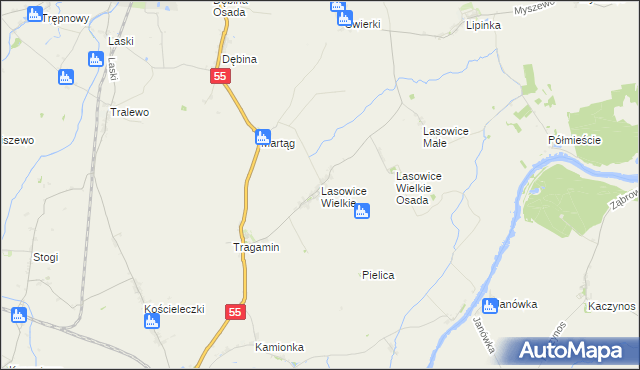 mapa Lasowice Wielkie gmina Malbork, Lasowice Wielkie gmina Malbork na mapie Targeo