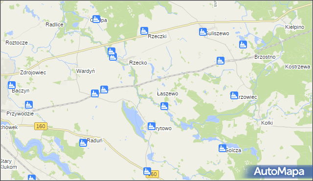 mapa Łaszewo gmina Choszczno, Łaszewo gmina Choszczno na mapie Targeo