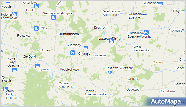 mapa Łaszewo gmina Siemiątkowo, Łaszewo gmina Siemiątkowo na mapie Targeo