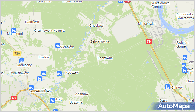 mapa Łaszówka, Łaszówka na mapie Targeo
