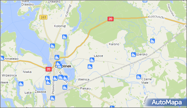 mapa Łazice, Łazice na mapie Targeo