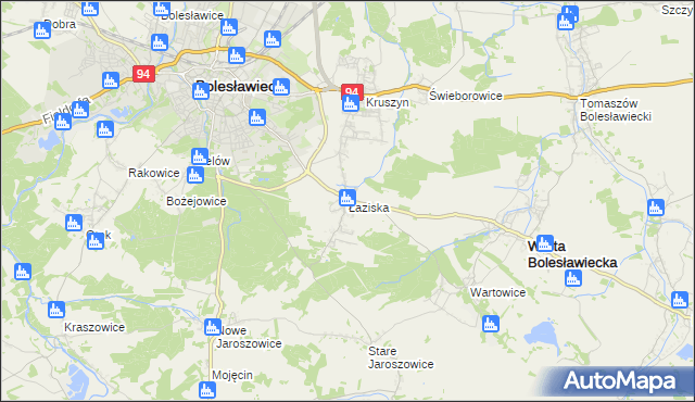 mapa Łaziska gmina Bolesławiec, Łaziska gmina Bolesławiec na mapie Targeo