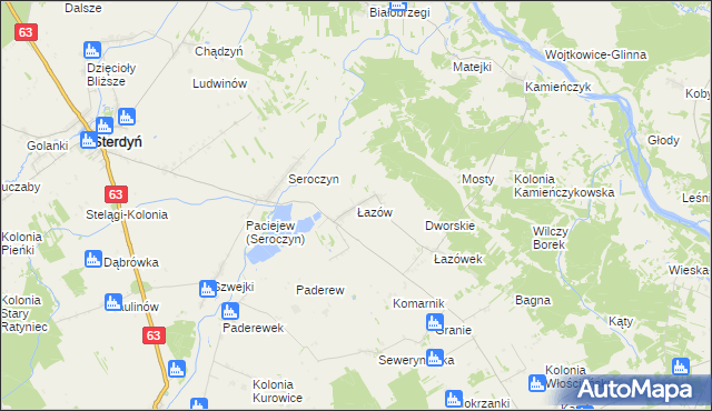 mapa Łazów gmina Sterdyń, Łazów gmina Sterdyń na mapie Targeo