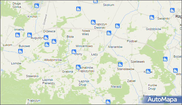 mapa Łazy gmina Zagórów, Łazy gmina Zagórów na mapie Targeo