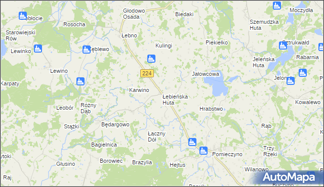 mapa Łebieńska Huta, Łebieńska Huta na mapie Targeo