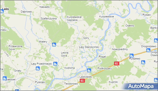 mapa Łęg Starościński, Łęg Starościński na mapie Targeo