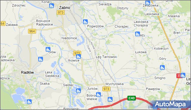 mapa Łęg Tarnowski, Łęg Tarnowski na mapie Targeo