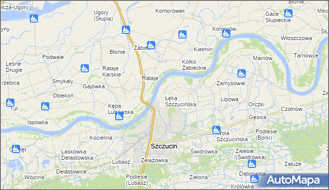 mapa Łęka Szczucińska, Łęka Szczucińska na mapie Targeo