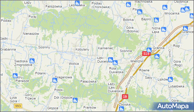 mapa Łęki Dukielskie, Łęki Dukielskie na mapie Targeo