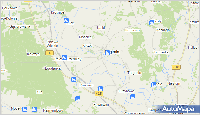 mapa Lekowo gmina Regimin, Lekowo gmina Regimin na mapie Targeo