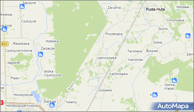 mapa Leśniczówka gmina Ruda-Huta, Leśniczówka gmina Ruda-Huta na mapie Targeo