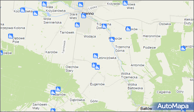 mapa Leśniczówka gmina Sienno, Leśniczówka gmina Sienno na mapie Targeo