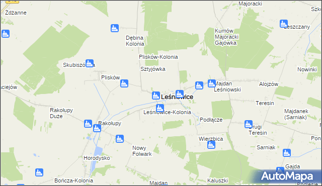 mapa Leśniowice, Leśniowice na mapie Targeo